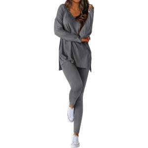 imageBTFBM Two Piece Sets for Women 2025 Casual Lounge Set Matching Oversized Shirts Leggings Workout Airport Travel OutfitsGrey