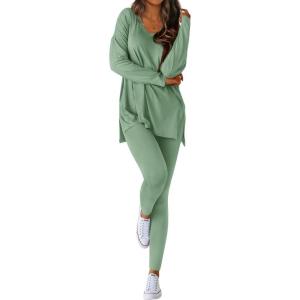 imageBTFBM Two Piece Sets for Women 2025 Casual Lounge Set Matching Oversized Shirts Leggings Workout Airport Travel OutfitsSage Green