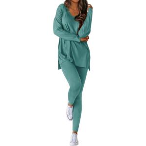 imageBTFBM Two Piece Sets for Women 2025 Casual Lounge Set Matching Oversized Shirts Leggings Workout Airport Travel OutfitsTurquoise