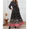 imageBTFBM Womens Fall Wedding Guest Dresses 2025 Casual Floral Long Sleeve V Neck Front Tie Flowy Boho Maxi Dress PocketsFloral Black Multicolored