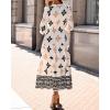 imageBTFBM Womens Fall Wedding Guest Dresses 2025 Casual Floral Long Sleeve V Neck Front Tie Flowy Boho Maxi Dress PocketsFloral White Multicolored