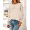 imageBTFBM Womens Long Sleeve Shirts Dressy Lace Fall Tops 2025 Trendy Business Casual TShirts Cute Work Outfits BlousesBeige