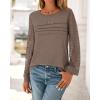 imageBTFBM Womens Long Sleeve Shirts Dressy Lace Fall Tops 2025 Trendy Business Casual TShirts Cute Work Outfits BlousesBrown Grey