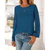 imageBTFBM Womens Long Sleeve Shirts Dressy Lace Fall Tops 2025 Trendy Business Casual TShirts Cute Work Outfits BlousesDark Lake Blue