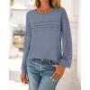 imageBTFBM Womens Long Sleeve Shirts Dressy Lace Fall Tops 2025 Trendy Business Casual TShirts Cute Work Outfits BlousesGrey Blue