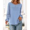 imageBTFBM Womens Long Sleeve Shirts Dressy Lace Fall Tops 2025 Trendy Business Casual TShirts Cute Work Outfits BlousesLight Blue