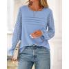 imageBTFBM Womens Long Sleeve Shirts Dressy Lace Fall Tops 2025 Trendy Business Casual TShirts Cute Work Outfits BlousesLight Blue