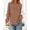 imageBTFBM Womens Long Sleeve Shirts Dressy Lace Fall Tops 2025 Trendy Business Casual TShirts Cute Work Outfits BlousesLight Brown