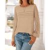 imageBTFBM Womens Long Sleeve Shirts Dressy Lace Fall Tops 2025 Trendy Business Casual TShirts Cute Work Outfits BlousesLight Khaki