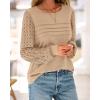 imageBTFBM Womens Long Sleeve Shirts Dressy Lace Fall Tops 2025 Trendy Business Casual TShirts Cute Work Outfits BlousesLight Khaki