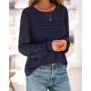imageBTFBM Womens Long Sleeve Shirts Dressy Lace Fall Tops 2025 Trendy Business Casual TShirts Cute Work Outfits BlousesNavy Blue