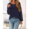 imageBTFBM Womens Long Sleeve Shirts Dressy Lace Fall Tops 2025 Trendy Business Casual TShirts Cute Work Outfits BlousesNavy Blue