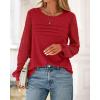 imageBTFBM Womens Long Sleeve Shirts Dressy Lace Fall Tops 2025 Trendy Business Casual TShirts Cute Work Outfits BlousesRed