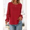 imageBTFBM Womens Long Sleeve Shirts Dressy Lace Fall Tops 2025 Trendy Business Casual TShirts Cute Work Outfits BlousesRed