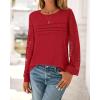 imageBTFBM Womens Long Sleeve Shirts Dressy Lace Fall Tops 2025 Trendy Business Casual TShirts Cute Work Outfits BlousesRed
