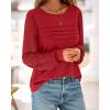 imageBTFBM Womens Long Sleeve Shirts Dressy Lace Fall Tops 2025 Trendy Business Casual TShirts Cute Work Outfits BlousesRed