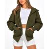 imageBTFBM Zip Up Hoodie Women Fall Fashion 2025 Trendy Long Sleeve Sweatshirt Fleece Jacket Y2K Hoodies Winter ClothingArmy Green