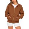 imageBTFBM Zip Up Hoodie Women Fall Fashion 2025 Trendy Long Sleeve Sweatshirt Fleece Jacket Y2K Hoodies Winter ClothingBrown