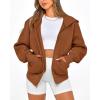 imageBTFBM Zip Up Hoodie Women Fall Fashion 2025 Trendy Long Sleeve Sweatshirt Fleece Jacket Y2K Hoodies Winter ClothingBrown