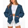 imageBTFBM Zip Up Hoodie Women Fall Fashion 2025 Trendy Long Sleeve Sweatshirt Fleece Jacket Y2K Hoodies Winter ClothingDark Blue