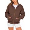 imageBTFBM Zip Up Hoodie Women Fall Fashion 2025 Trendy Long Sleeve Sweatshirt Fleece Jacket Y2K Hoodies Winter ClothingDark Coffee