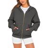 imageBTFBM Zip Up Hoodie Women Fall Fashion 2025 Trendy Long Sleeve Sweatshirt Fleece Jacket Y2K Hoodies Winter ClothingDark Grey
