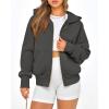 imageBTFBM Zip Up Hoodie Women Fall Fashion 2025 Trendy Long Sleeve Sweatshirt Fleece Jacket Y2K Hoodies Winter ClothingDark Grey