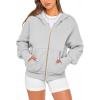 imageBTFBM Zip Up Hoodie Women Fall Fashion 2025 Trendy Long Sleeve Sweatshirt Fleece Jacket Y2K Hoodies Winter ClothingGrey