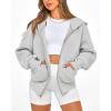 imageBTFBM Zip Up Hoodie Women Fall Fashion 2025 Trendy Long Sleeve Sweatshirt Fleece Jacket Y2K Hoodies Winter ClothingGrey