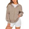 imageBTFBM Zip Up Hoodie Women Fall Fashion 2025 Trendy Long Sleeve Sweatshirt Fleece Jacket Y2K Hoodies Winter ClothingGrey Khaki