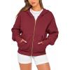 imageBTFBM Zip Up Hoodie Women Fall Fashion 2025 Trendy Long Sleeve Sweatshirt Fleece Jacket Y2K Hoodies Winter ClothingWine Red