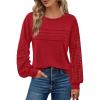 imageBTFBM Womens Long Sleeve Shirts Dressy Lace Fall Tops 2025 Trendy Business Casual TShirts Cute Work Outfits BlousesRed