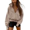 imageBTFBM Zip Up Hoodie Women Fall Fashion 2025 Trendy Long Sleeve Sweatshirt Fleece Jacket Y2K Hoodies Winter ClothingGrey Khaki