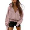 imageBTFBM Zip Up Hoodie Women Fall Fashion 2025 Trendy Long Sleeve Sweatshirt Fleece Jacket Y2K Hoodies Winter ClothingGrey Pink