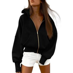 imageBTFBM Zip Up Hoodie Women Fall Fashion 2025 Trendy Long Sleeve Sweatshirt Fleece Jacket Y2K Hoodies Winter ClothingBlack