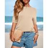 imageBTFBM Short Sleeve Sweater for Women Spring Tops Crew Neck Lightweight Pullover Loose Dressy Casual Blouse Basic ClothesApricot