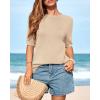 imageBTFBM Short Sleeve Sweater for Women Spring Tops Crew Neck Lightweight Pullover Loose Dressy Casual Blouse Basic ClothesApricot