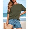imageBTFBM Short Sleeve Sweater for Women Spring Tops Crew Neck Lightweight Pullover Loose Dressy Casual Blouse Basic ClothesArmy Green