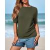imageBTFBM Short Sleeve Sweater for Women Spring Tops Crew Neck Lightweight Pullover Loose Dressy Casual Blouse Basic ClothesArmy Green