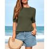 imageBTFBM Short Sleeve Sweater for Women Spring Tops Crew Neck Lightweight Pullover Loose Dressy Casual Blouse Basic ClothesArmy Green