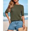 imageBTFBM Short Sleeve Sweater for Women Spring Tops Crew Neck Lightweight Pullover Loose Dressy Casual Blouse Basic ClothesArmy Green
