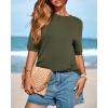imageBTFBM Short Sleeve Sweater for Women Spring Tops Crew Neck Lightweight Pullover Loose Dressy Casual Blouse Basic ClothesArmy Green