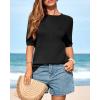 imageBTFBM Short Sleeve Sweater for Women Spring Tops Crew Neck Lightweight Pullover Loose Dressy Casual Blouse Basic ClothesBlack