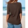 imageBTFBM Short Sleeve Sweater for Women Spring Tops Crew Neck Lightweight Pullover Loose Dressy Casual Blouse Basic ClothesBrown