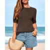 imageBTFBM Short Sleeve Sweater for Women Spring Tops Crew Neck Lightweight Pullover Loose Dressy Casual Blouse Basic ClothesBrown