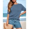 imageBTFBM Short Sleeve Sweater for Women Spring Tops Crew Neck Lightweight Pullover Loose Dressy Casual Blouse Basic ClothesGrey Blue