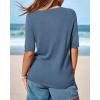 imageBTFBM Short Sleeve Sweater for Women Spring Tops Crew Neck Lightweight Pullover Loose Dressy Casual Blouse Basic ClothesGrey Blue