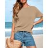 imageBTFBM Short Sleeve Sweater for Women Spring Tops Crew Neck Lightweight Pullover Loose Dressy Casual Blouse Basic ClothesKhaki