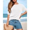 imageBTFBM Short Sleeve Sweater for Women Spring Tops Crew Neck Lightweight Pullover Loose Dressy Casual Blouse Basic ClothesWhite