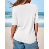 imageBTFBM Short Sleeve Sweater for Women Spring Tops Crew Neck Lightweight Pullover Loose Dressy Casual Blouse Basic ClothesWhite